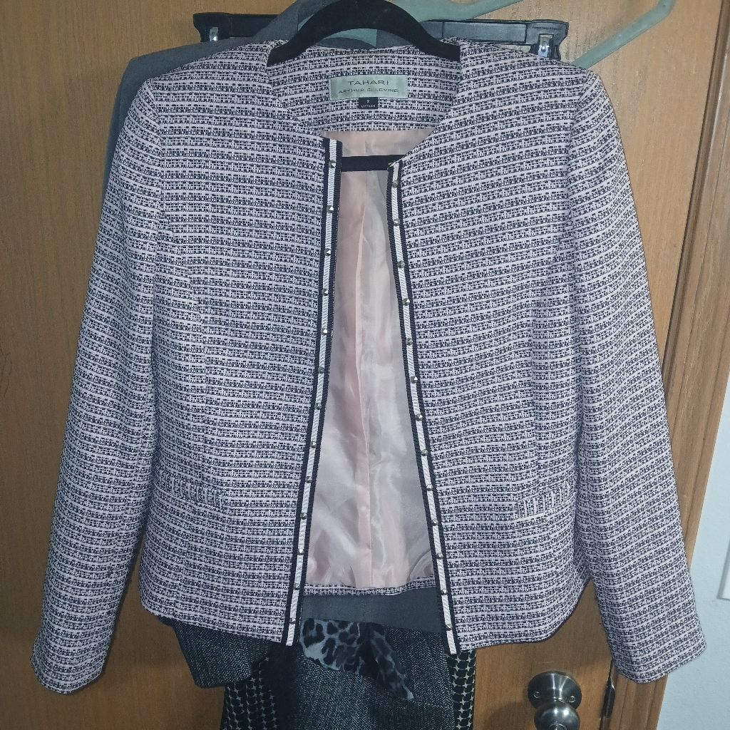 Tahari Jacket Women Size 2 Pink/Blacktweed